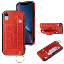 Load image into Gallery viewer, Glitter Powder PU+TPU Shockproof Protective Case with Holder &amp; Card Slots &amp; Wrist Strap, For iPhone 6 / 6s, For iPhone 6 Plus / 6s Plus, For iPhone SE 2022 / SE 2020 / 8 / 7, For iPhone 8 Plus / 7 Plus, For iPhone 11, For iPhone 11 Pro                 ...
