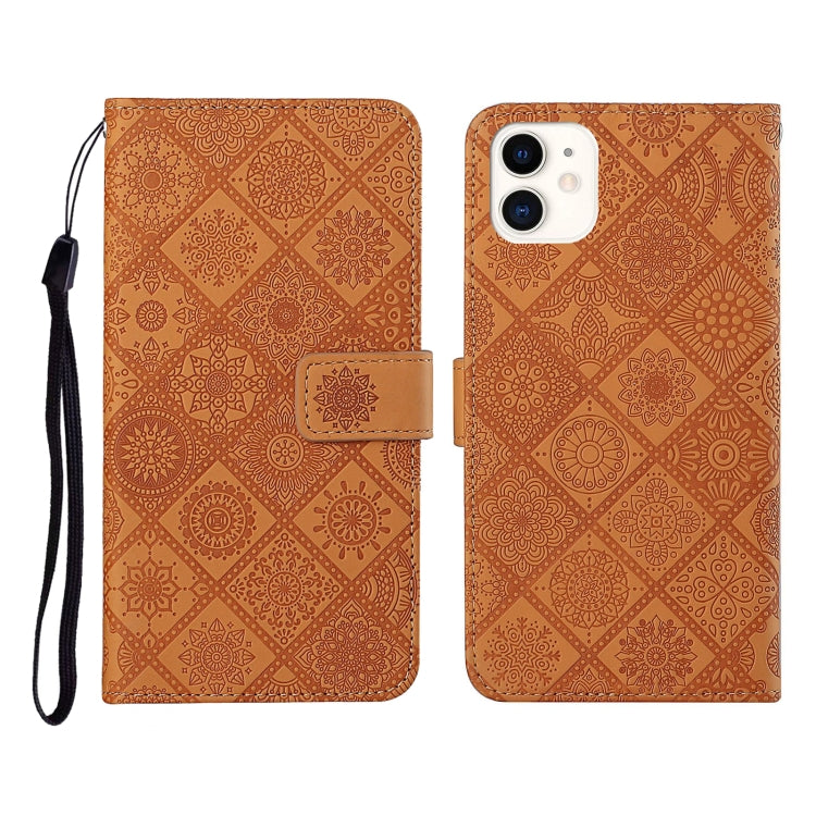 Ethnic Style Embossed Pattern Horizontal Flip Leather Case with Holder & Card Slots & Wallet & Lanyard, For iPhone 12, For iPhone 12 Mini, For iPhone 12 Pro Max, For iPhone SE 2022 / SE 2020 / 8 / 7, For iPhone XR, For iPhone XS Max