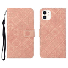 Load image into Gallery viewer, Ethnic Style Embossed Pattern Horizontal Flip Leather Case with Holder &amp; Card Slots &amp; Wallet &amp; Lanyard, For iPhone 12, For iPhone 12 Mini, For iPhone 12 Pro Max, For iPhone SE 2022 / SE 2020 / 8 / 7, For iPhone XR, For iPhone XS Max