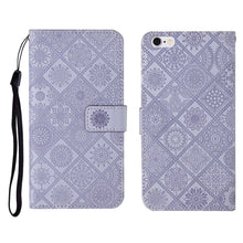 Load image into Gallery viewer, Ethnic Style Embossed Pattern Horizontal Flip Leather Case with Holder &amp; Card Slots &amp; Wallet &amp; Lanyard, For iPhone 12, For iPhone 12 Mini, For iPhone 12 Pro Max, For iPhone SE 2022 / SE 2020 / 8 / 7, For iPhone XR, For iPhone XS Max