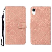 Load image into Gallery viewer, Ethnic Style Embossed Pattern Horizontal Flip Leather Case with Holder &amp; Card Slots &amp; Wallet &amp; Lanyard, For iPhone 12, For iPhone 12 Mini, For iPhone 12 Pro Max, For iPhone SE 2022 / SE 2020 / 8 / 7, For iPhone XR, For iPhone XS Max
