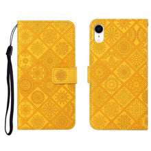 Load image into Gallery viewer, Ethnic Style Embossed Pattern Horizontal Flip Leather Case with Holder &amp; Card Slots &amp; Wallet &amp; Lanyard, For iPhone 12, For iPhone 12 Mini, For iPhone 12 Pro Max, For iPhone SE 2022 / SE 2020 / 8 / 7, For iPhone XR, For iPhone XS Max