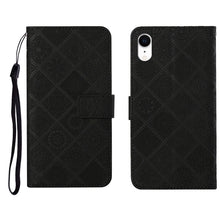 Load image into Gallery viewer, Ethnic Style Embossed Pattern Horizontal Flip Leather Case with Holder &amp; Card Slots &amp; Wallet &amp; Lanyard, For iPhone 12, For iPhone 12 Mini, For iPhone 12 Pro Max, For iPhone SE 2022 / SE 2020 / 8 / 7, For iPhone XR, For iPhone XS Max
