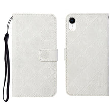 Load image into Gallery viewer, Ethnic Style Embossed Pattern Horizontal Flip Leather Case with Holder &amp; Card Slots &amp; Wallet &amp; Lanyard, For iPhone 12, For iPhone 12 Mini, For iPhone 12 Pro Max, For iPhone SE 2022 / SE 2020 / 8 / 7, For iPhone XR, For iPhone XS Max