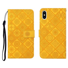 Load image into Gallery viewer, Ethnic Style Embossed Pattern Horizontal Flip Leather Case with Holder &amp; Card Slots &amp; Wallet &amp; Lanyard, For iPhone 12, For iPhone 12 Mini, For iPhone 12 Pro Max, For iPhone SE 2022 / SE 2020 / 8 / 7, For iPhone XR, For iPhone XS Max