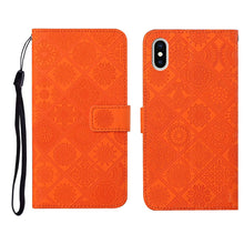 Load image into Gallery viewer, Ethnic Style Embossed Pattern Horizontal Flip Leather Case with Holder &amp; Card Slots &amp; Wallet &amp; Lanyard, For iPhone 12, For iPhone 12 Mini, For iPhone 12 Pro Max, For iPhone SE 2022 / SE 2020 / 8 / 7, For iPhone XR, For iPhone XS Max
