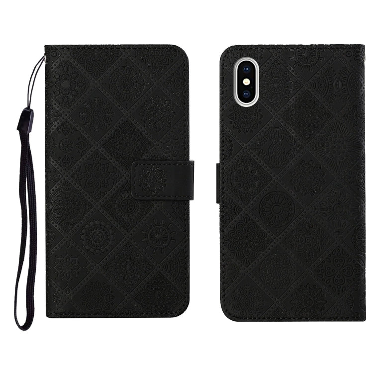 Ethnic Style Embossed Pattern Horizontal Flip Leather Case with Holder & Card Slots & Wallet & Lanyard, For iPhone 12, For iPhone 12 Mini, For iPhone 12 Pro Max, For iPhone SE 2022 / SE 2020 / 8 / 7, For iPhone XR, For iPhone XS Max