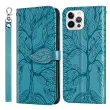Load image into Gallery viewer, Life of Tree Embossing Pattern Horizontal Flip Leather Case with Holder &amp; Card Slot &amp; Wallet &amp; Photo Frame &amp; Lanyard, For iPhone 12 Pro Max, For iPhone X / XS, For iPhone XR, For iPhone XS Max