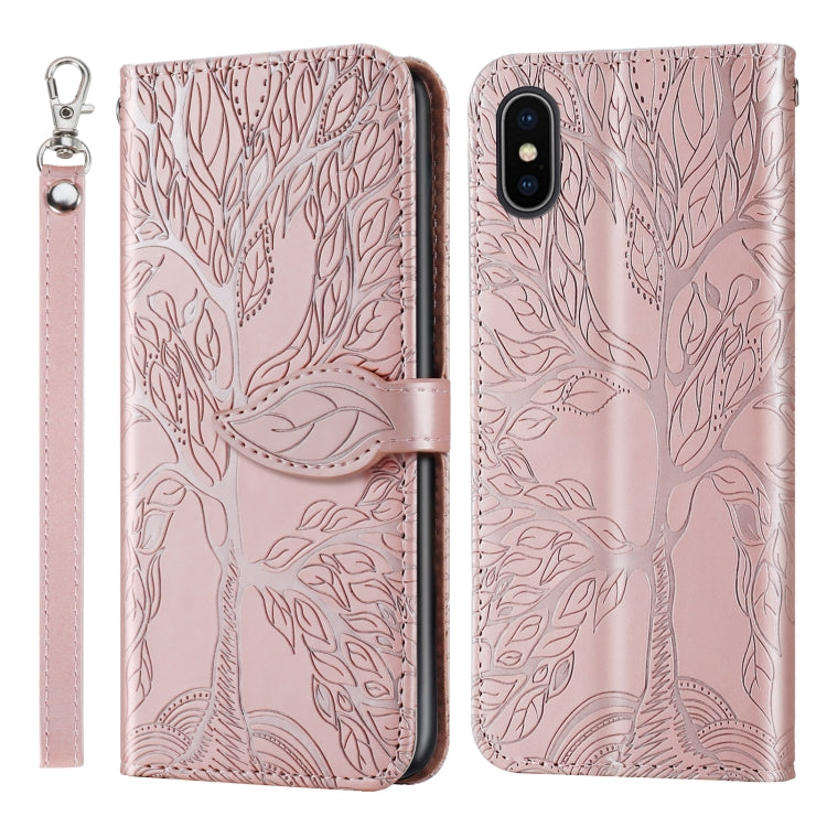 Life of Tree Embossing Pattern Horizontal Flip Leather Case with Holder & Card Slot & Wallet & Photo Frame & Lanyard, For iPhone 12 Pro Max, For iPhone X / XS, For iPhone XR, For iPhone XS Max