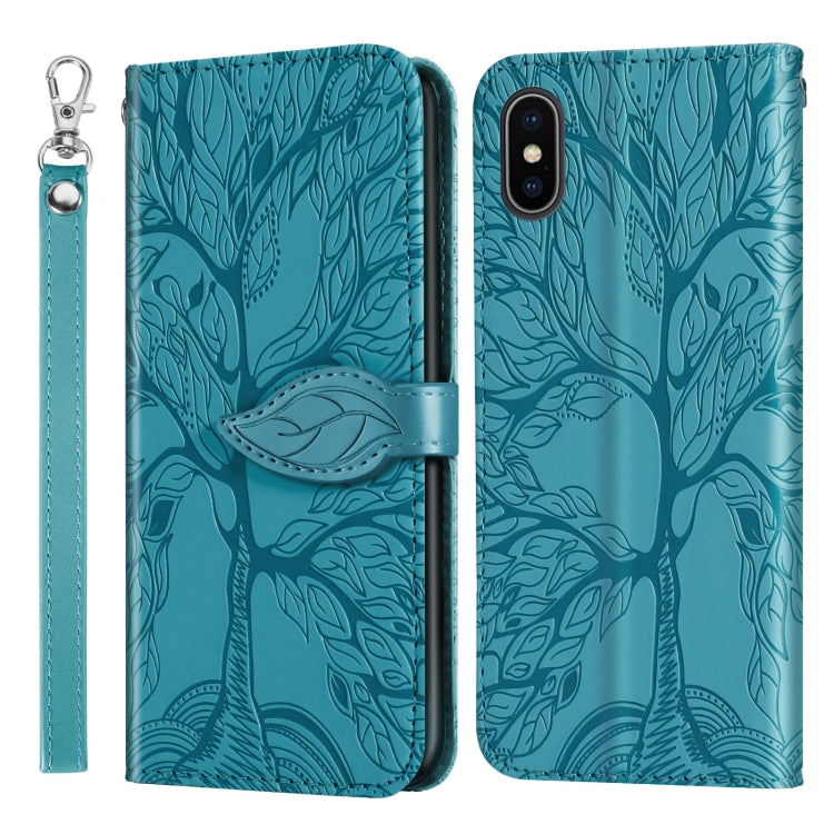 Life of Tree Embossing Pattern Horizontal Flip Leather Case with Holder & Card Slot & Wallet & Photo Frame & Lanyard, For iPhone 12 Pro Max, For iPhone X / XS, For iPhone XR, For iPhone XS Max