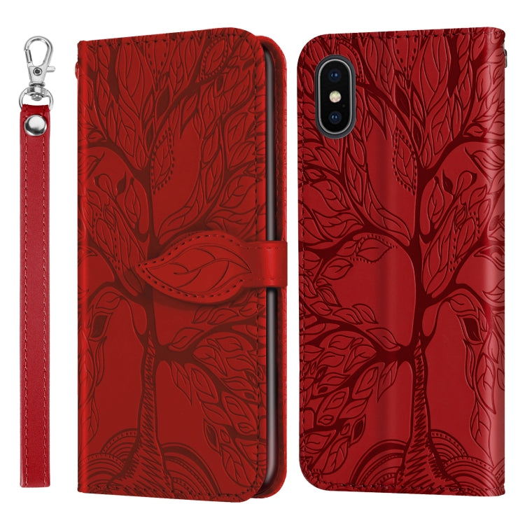 Life of Tree Embossing Pattern Horizontal Flip Leather Case with Holder & Card Slot & Wallet & Photo Frame & Lanyard, For iPhone 12 Pro Max, For iPhone X / XS, For iPhone XR, For iPhone XS Max
