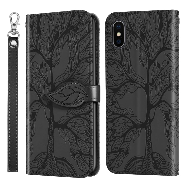 Life of Tree Embossing Pattern Horizontal Flip Leather Case with Holder & Card Slot & Wallet & Photo Frame & Lanyard, For iPhone 12 Pro Max, For iPhone X / XS, For iPhone XR, For iPhone XS Max