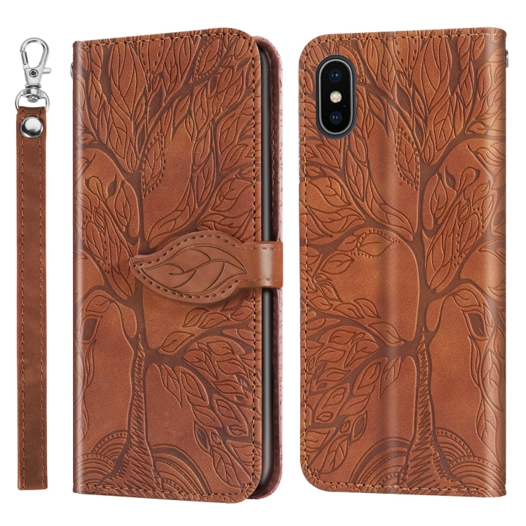 Life of Tree Embossing Pattern Horizontal Flip Leather Case with Holder & Card Slot & Wallet & Photo Frame & Lanyard, For iPhone 12 Pro Max, For iPhone X / XS, For iPhone XR, For iPhone XS Max