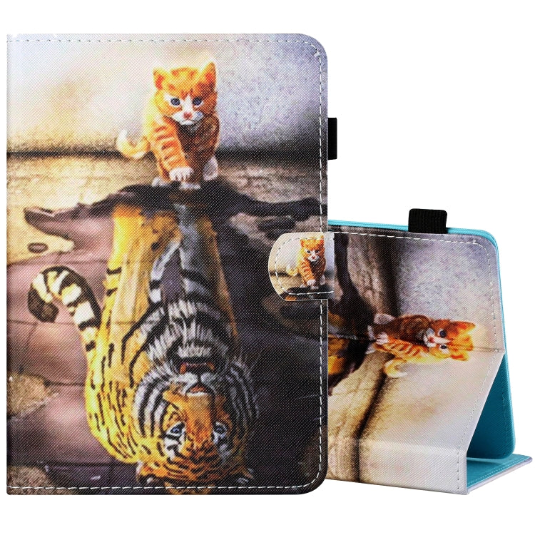 Sewing Thread Horizontal Painted Flat Leather Case with Pen Cover & Anti Skid Strip & Card Slot & Holder, For 7 inch Tablet PC Universal, For 8 inch Tablet PC Universal, For 10 inch Tablet PC Universal, For Huawei MediaPad T5 10 inch