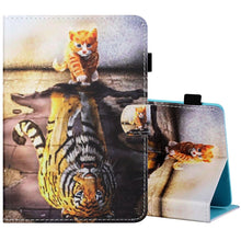 Load image into Gallery viewer, Sewing Thread Horizontal Painted Flat Leather Case with Pen Cover &amp; Anti Skid Strip &amp; Card Slot &amp; Holder, For 7 inch Tablet PC Universal, For 8 inch Tablet PC Universal, For 10 inch Tablet PC Universal, For Huawei MediaPad T5 10 inch