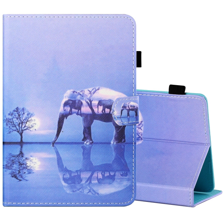 Sewing Thread Horizontal Painted Flat Leather Case with Pen Cover & Anti Skid Strip & Card Slot & Holder, For 7 inch Tablet PC Universal, For 8 inch Tablet PC Universal, For 10 inch Tablet PC Universal, For Huawei MediaPad T5 10 inch
