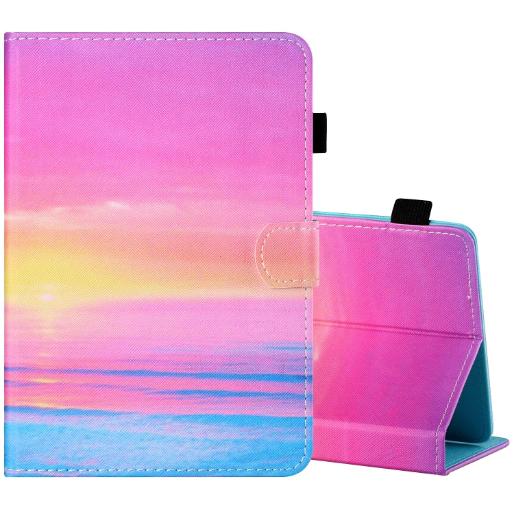 Sewing Thread Horizontal Painted Flat Leather Case with Pen Cover & Anti Skid Strip & Card Slot & Holder, For 7 inch Tablet PC Universal, For 8 inch Tablet PC Universal, For 10 inch Tablet PC Universal, For Huawei MediaPad T5 10 inch