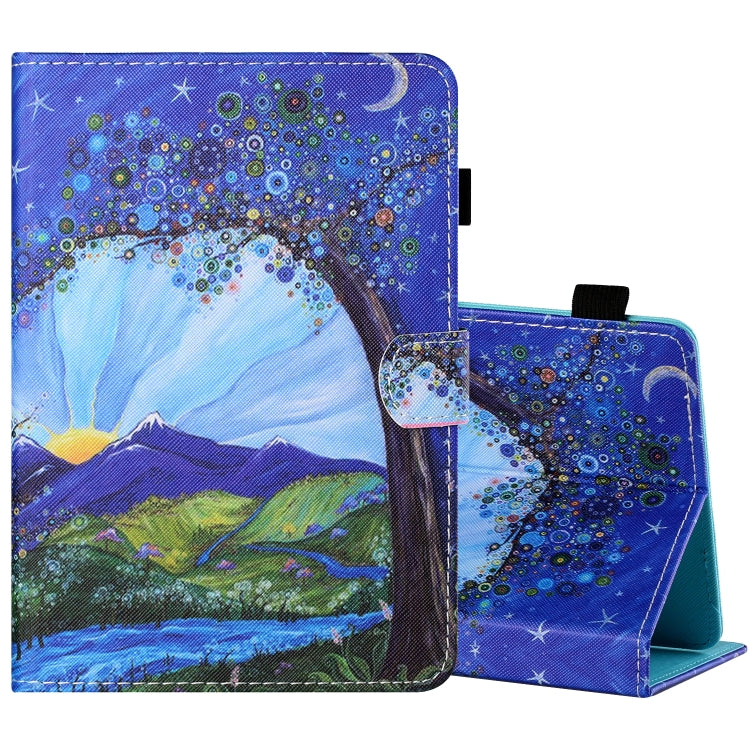 Sewing Thread Horizontal Painted Flat Leather Case with Pen Cover & Anti Skid Strip & Card Slot & Holder, For 7 inch Tablet PC Universal, For 8 inch Tablet PC Universal, For 10 inch Tablet PC Universal, For Huawei MediaPad T5 10 inch