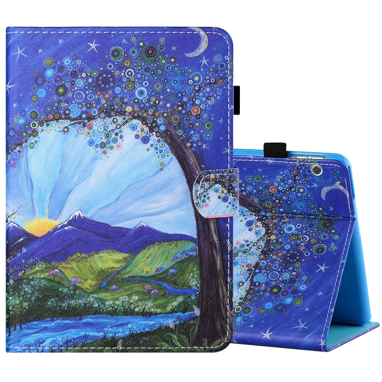 Sewing Thread Horizontal Painted Flat Leather Case with Pen Cover & Anti Skid Strip & Card Slot & Holder, For 7 inch Tablet PC Universal, For 8 inch Tablet PC Universal, For 10 inch Tablet PC Universal, For Huawei MediaPad T5 10 inch