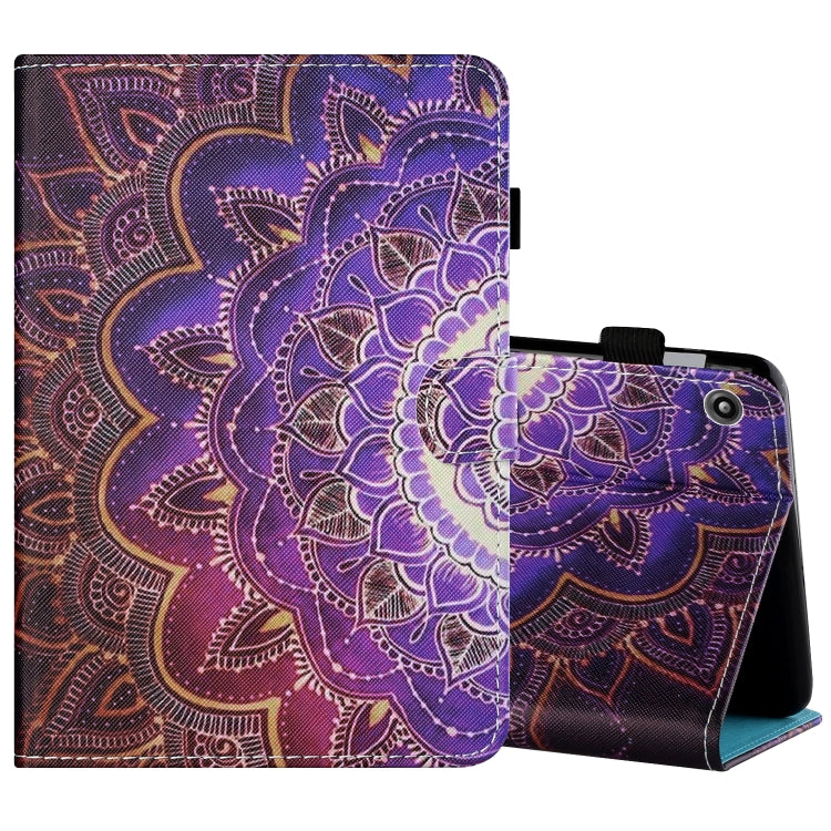 Sewing Thread Horizontal Painted Flat Leather Case with Pen Cover & Anti Skid Strip & Card Slot & Holder