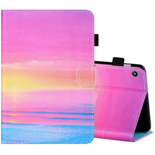 Load image into Gallery viewer, Sewing Thread Horizontal Painted Flat Leather Case with Pen Cover &amp; Anti Skid Strip &amp; Card Slot &amp; Holder