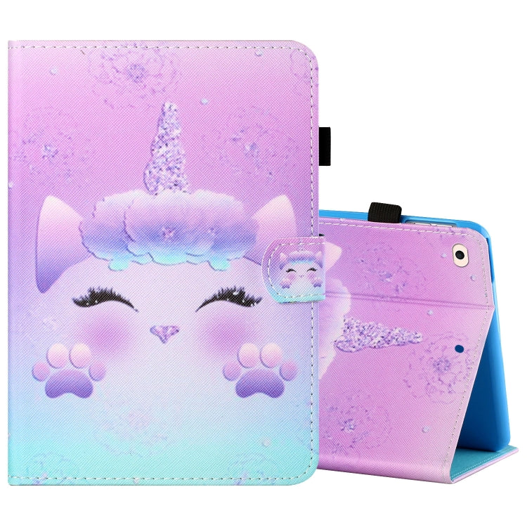 Sewing Thread Horizontal Painted Flat Leather Case with Pen Cover & Anti Skid Strip & Card Slot & Holder & Sleep / Wake-up Function, For iPad Mini 5 / 4 / 3 / 2 / 1, For iPad 10.2 / iPad Air 10.5 (2019), For iPad Pro 11 inch (2020) / (2018), For iPad Air