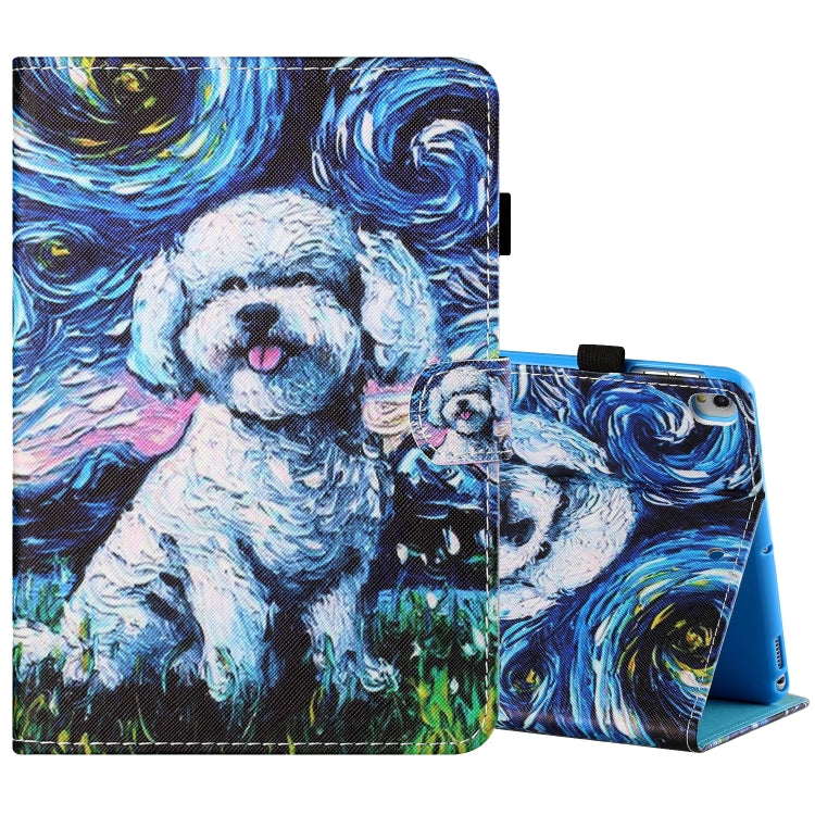 Sewing Thread Horizontal Painted Flat Leather Case with Pen Cover & Anti Skid Strip & Card Slot & Holder & Sleep / Wake-up Function, For iPad Mini 5 / 4 / 3 / 2 / 1, For iPad 10.2 / iPad Air 10.5 (2019), For iPad Pro 11 inch (2020) / (2018), For iPad Air