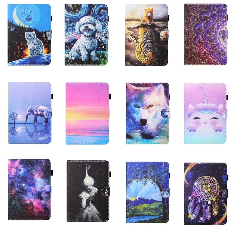 Sewing Thread Horizontal Painted Flat Leather Case with Pen Cover & Anti Skid Strip & Card Slot & Holder & Sleep / Wake-up Function, For iPad Air 2, For  iPad 9.7 (2018) / (2017), For iPad Air 2022 / 2020 10.9