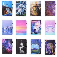 Load image into Gallery viewer, Sewing Thread Horizontal Painted Flat Leather Case with Pen Cover &amp; Anti Skid Strip &amp; Card Slot &amp; Holder &amp; Sleep / Wake-up Function, For iPad Air 2, For  iPad 9.7 (2018) / (2017), For iPad Air 2022 / 2020 10.9