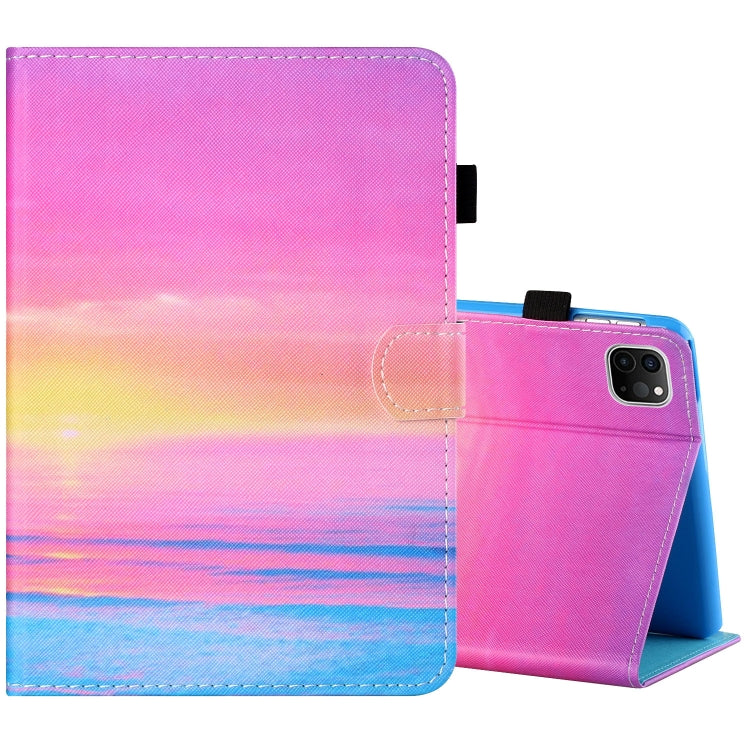 Sewing Thread Horizontal Painted Flat Leather Case with Pen Cover & Anti Skid Strip & Card Slot & Holder & Sleep / Wake-up Function, For iPad Air 2, For  iPad 9.7 (2018) / (2017), For iPad Air 2022 / 2020 10.9