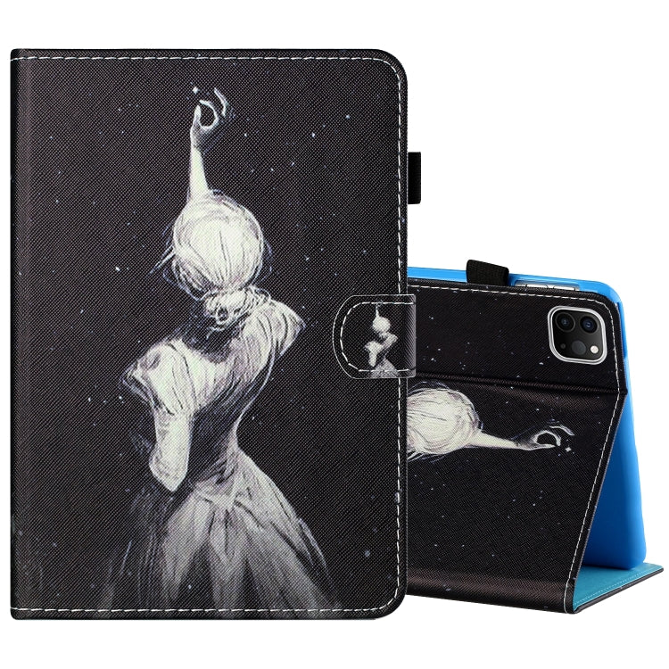 Sewing Thread Horizontal Painted Flat Leather Case with Pen Cover & Anti Skid Strip & Card Slot & Holder & Sleep / Wake-up Function, For iPad Air 2, For  iPad 9.7 (2018) / (2017), For iPad Air 2022 / 2020 10.9