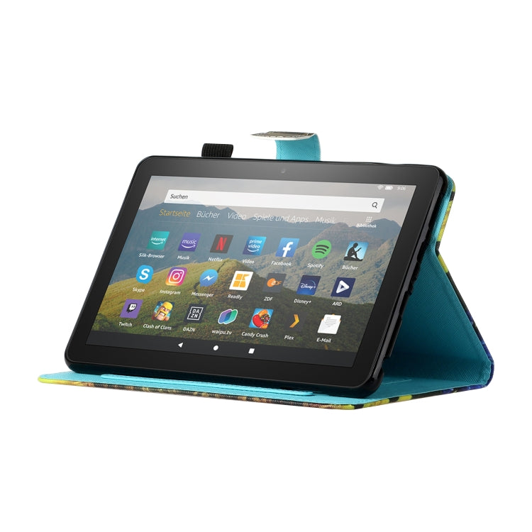 Sewing Thread Horizontal Painted Flat Leather Case with Pen Cover & Anti Skid Strip & Card Slot & Holder & Sleep / Wake-up Function, For Amazon Kindle Fire HD8 2020, For Samsung Galaxy Tab S6 Lite SM-P610 / 615, For Samsung Galaxy Tab A7 2020 T500 / T5...