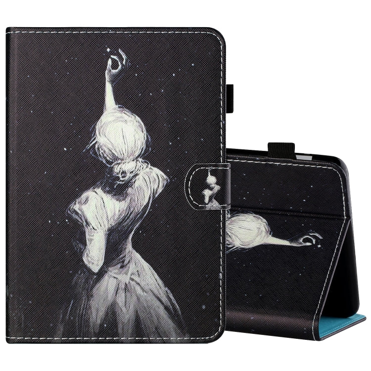 Sewing Thread Horizontal Painted Flat Leather Case with Pen Cover & Anti Skid Strip & Card Slot & Holder & Sleep / Wake-up Function, For Amazon Kindle Fire HD8 2020, For Samsung Galaxy Tab S6 Lite SM-P610 / 615, For Samsung Galaxy Tab A7 2020 T500 / T5...