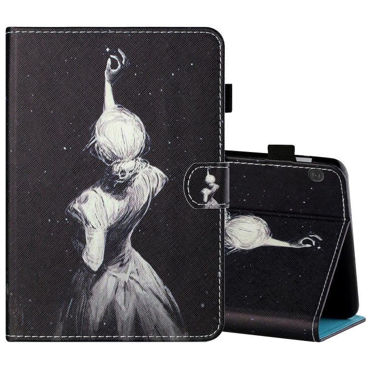 Sewing Thread Horizontal Painted Flat Leather Case with Pen Cover & Anti Skid Strip & Card Slot & Holder & Sleep / Wake-up Function, For Amazon Kindle Fire HD8 2020, For Samsung Galaxy Tab S6 Lite SM-P610 / 615, For Samsung Galaxy Tab A7 2020 T500 / T5...