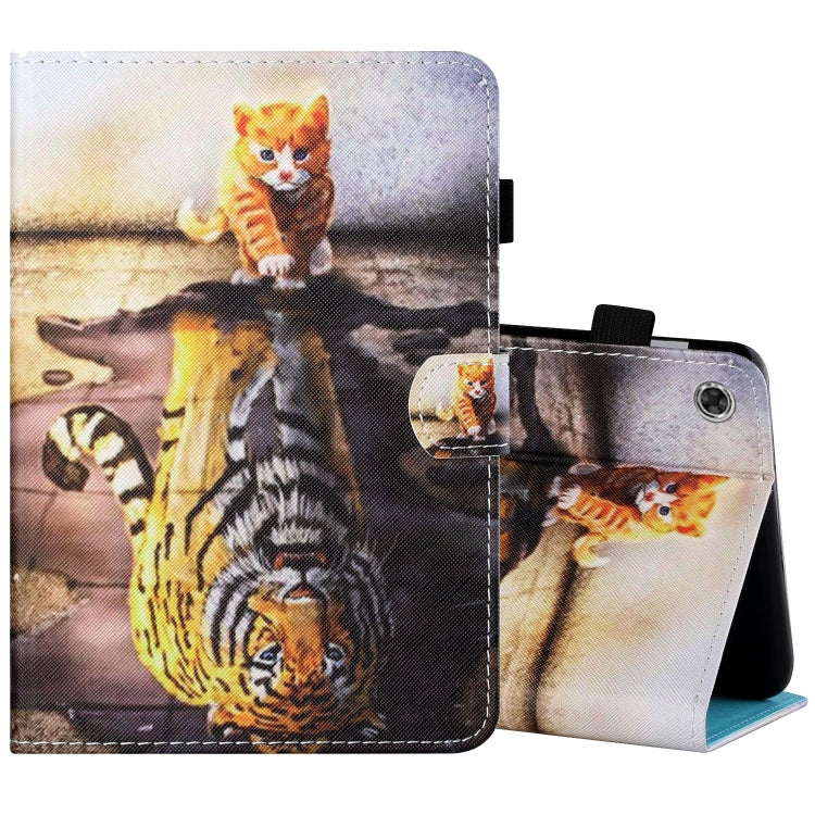 Sewing Thread Horizontal Painted Flat Leather Case with Pen Cover & Anti Skid Strip & Card Slot & Holder & Sleep / Wake-up Function, For Lenovo Tab FHD M10 Plus X606F