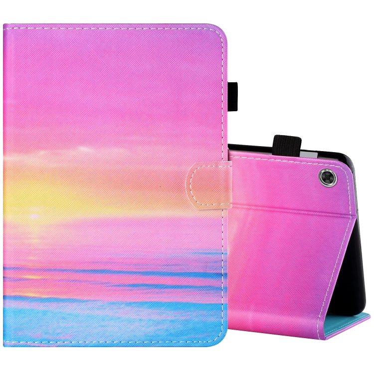 Sewing Thread Horizontal Painted Flat Leather Case with Pen Cover & Anti Skid Strip & Card Slot & Holder & Sleep / Wake-up Function, For Lenovo Tab FHD M10 Plus X606F