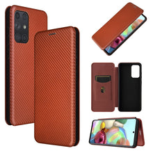 Load image into Gallery viewer, Carbon Fiber Texture Magnetic Horizontal Flip TPU + PC + PU Leather Case with Card Slot, For Samsung Galaxy A72 5G, For Samsung Galaxy A52 5G, For OPPO Reno5 Pro 5G, For Cubot X30
