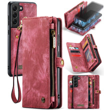 Load image into Gallery viewer, CaseMe Detachable Multifunctional Horizontal Flip Leather Case, with Card Slot &amp; Holder &amp; Zipper Wallet &amp; Photo Frame, For Samsung Galaxy S21 5G, For Samsung Galaxy S21+ 5G, For Samsung Galaxy S21 Ultra 5G
