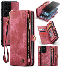 Load image into Gallery viewer, CaseMe Detachable Multifunctional Horizontal Flip Leather Case, with Card Slot &amp; Holder &amp; Zipper Wallet &amp; Photo Frame, For Samsung Galaxy S21 5G, For Samsung Galaxy S21+ 5G, For Samsung Galaxy S21 Ultra 5G