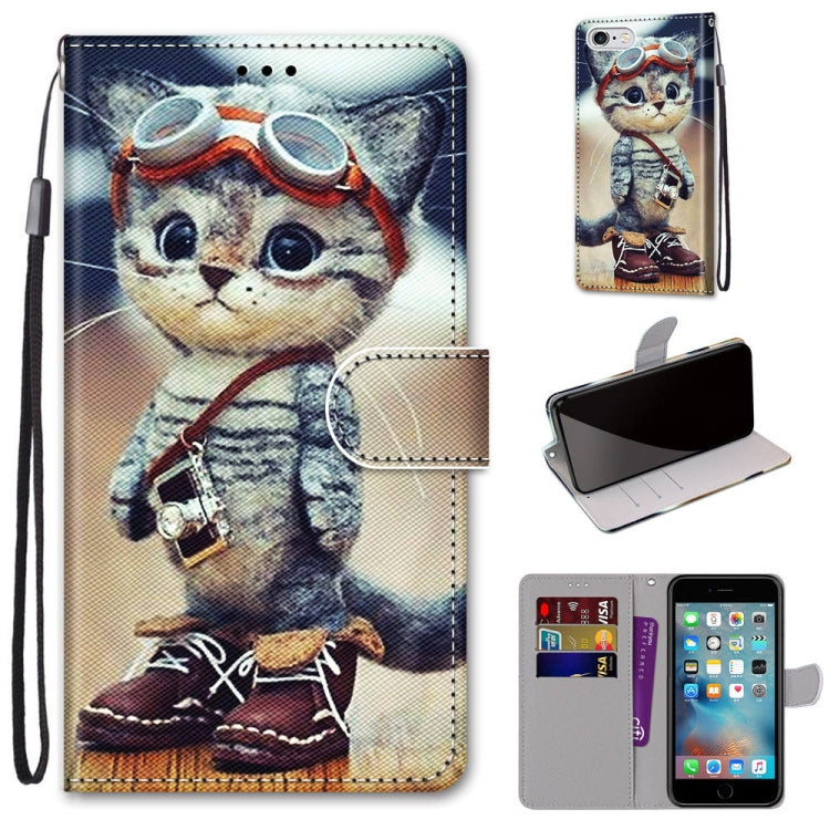 Coloured Drawing Cross Texture Horizontal Flip PU Leather Case with Holder & Card Slots & Wallet & Lanyard, For iPhone 6 / 6s, For iPhone SE 2022 / SE 2020 / 8 / 7