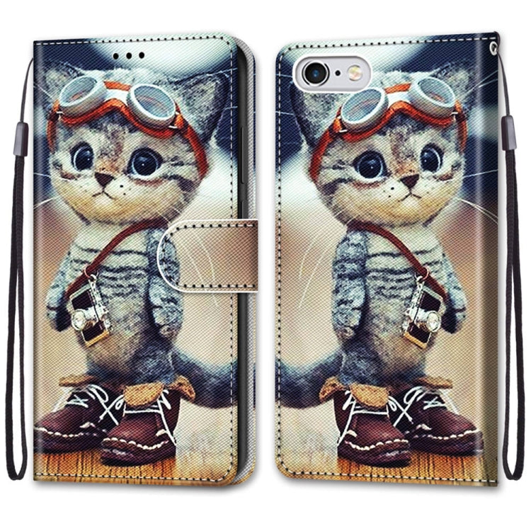 Coloured Drawing Cross Texture Horizontal Flip PU Leather Case with Holder & Card Slots & Wallet & Lanyard, For iPhone 6 / 6s, For iPhone SE 2022 / SE 2020 / 8 / 7