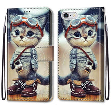 Load image into Gallery viewer, Coloured Drawing Cross Texture Horizontal Flip PU Leather Case with Holder &amp; Card Slots &amp; Wallet &amp; Lanyard, For iPhone 6 / 6s, For iPhone SE 2022 / SE 2020 / 8 / 7