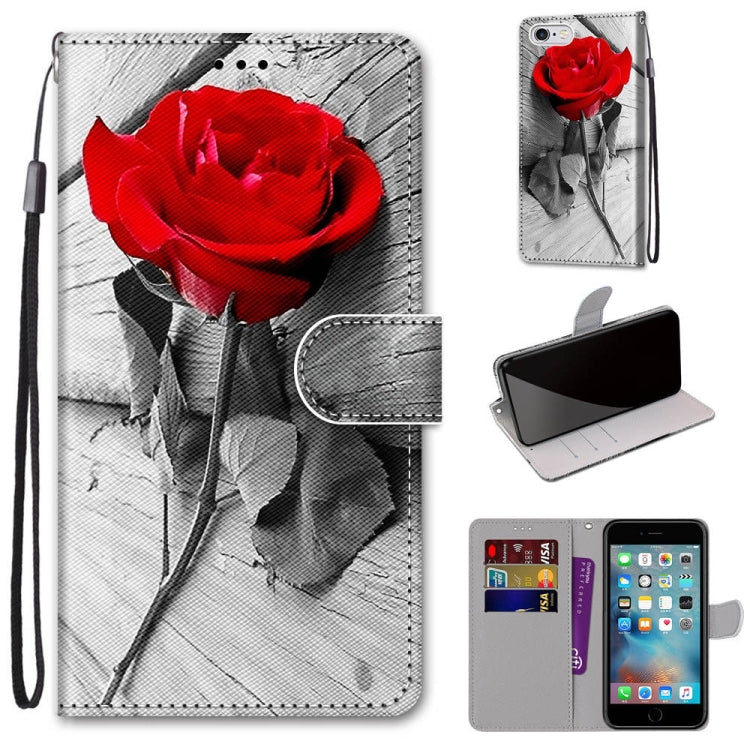 Coloured Drawing Cross Texture Horizontal Flip PU Leather Case with Holder & Card Slots & Wallet & Lanyard, For iPhone 6 / 6s, For iPhone SE 2022 / SE 2020 / 8 / 7