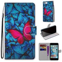 Load image into Gallery viewer, Coloured Drawing Cross Texture Horizontal Flip PU Leather Case with Holder &amp; Card Slots &amp; Wallet &amp; Lanyard, For iPhone 6 / 6s, For iPhone SE 2022 / SE 2020 / 8 / 7