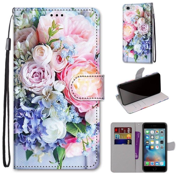 Coloured Drawing Cross Texture Horizontal Flip PU Leather Case with Holder & Card Slots & Wallet & Lanyard, For iPhone 6 / 6s, For iPhone SE 2022 / SE 2020 / 8 / 7