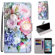 Load image into Gallery viewer, Coloured Drawing Cross Texture Horizontal Flip PU Leather Case with Holder &amp; Card Slots &amp; Wallet &amp; Lanyard, For iPhone 6 / 6s, For iPhone SE 2022 / SE 2020 / 8 / 7