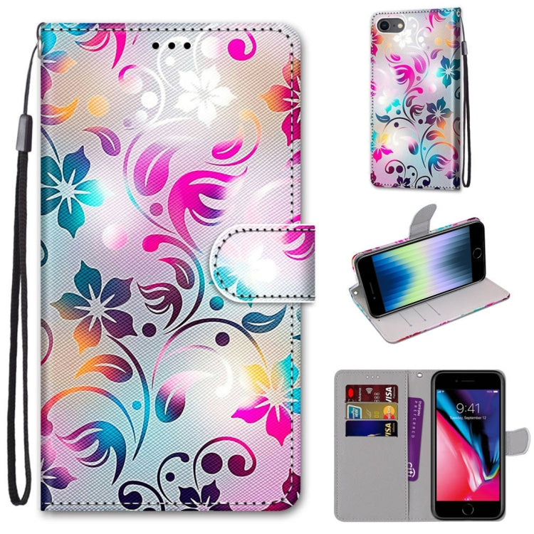 Coloured Drawing Cross Texture Horizontal Flip PU Leather Case with Holder & Card Slots & Wallet & Lanyard, For iPhone 6 / 6s, For iPhone SE 2022 / SE 2020 / 8 / 7