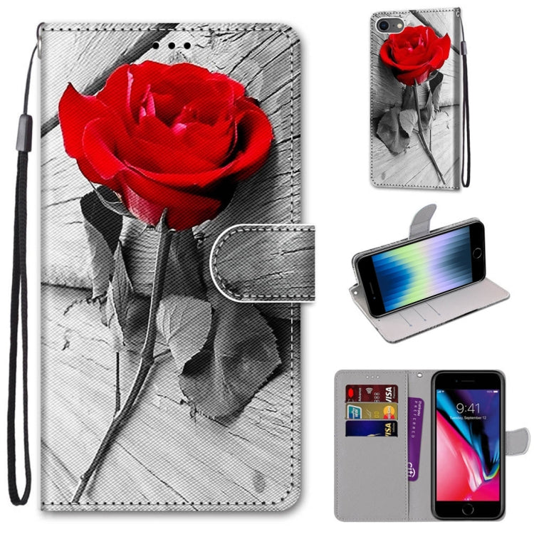 Coloured Drawing Cross Texture Horizontal Flip PU Leather Case with Holder & Card Slots & Wallet & Lanyard, For iPhone 6 / 6s, For iPhone SE 2022 / SE 2020 / 8 / 7