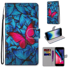 Load image into Gallery viewer, Coloured Drawing Cross Texture Horizontal Flip PU Leather Case with Holder &amp; Card Slots &amp; Wallet &amp; Lanyard, For iPhone 6 / 6s, For iPhone SE 2022 / SE 2020 / 8 / 7