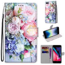 Load image into Gallery viewer, Coloured Drawing Cross Texture Horizontal Flip PU Leather Case with Holder &amp; Card Slots &amp; Wallet &amp; Lanyard, For iPhone 6 / 6s, For iPhone SE 2022 / SE 2020 / 8 / 7